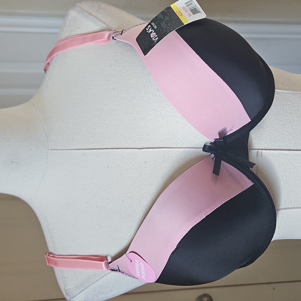 Viola's Secret Pink and Black Gentle PushUp Bra Size 42C NWT